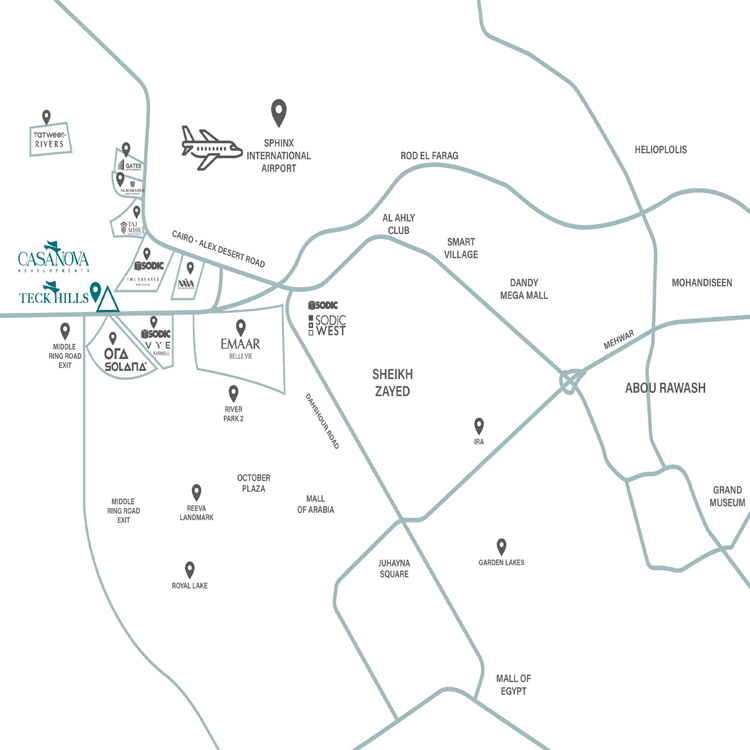 موقع كمبوند تيك هيلز زايد الجديدة Teck hills New Zayed