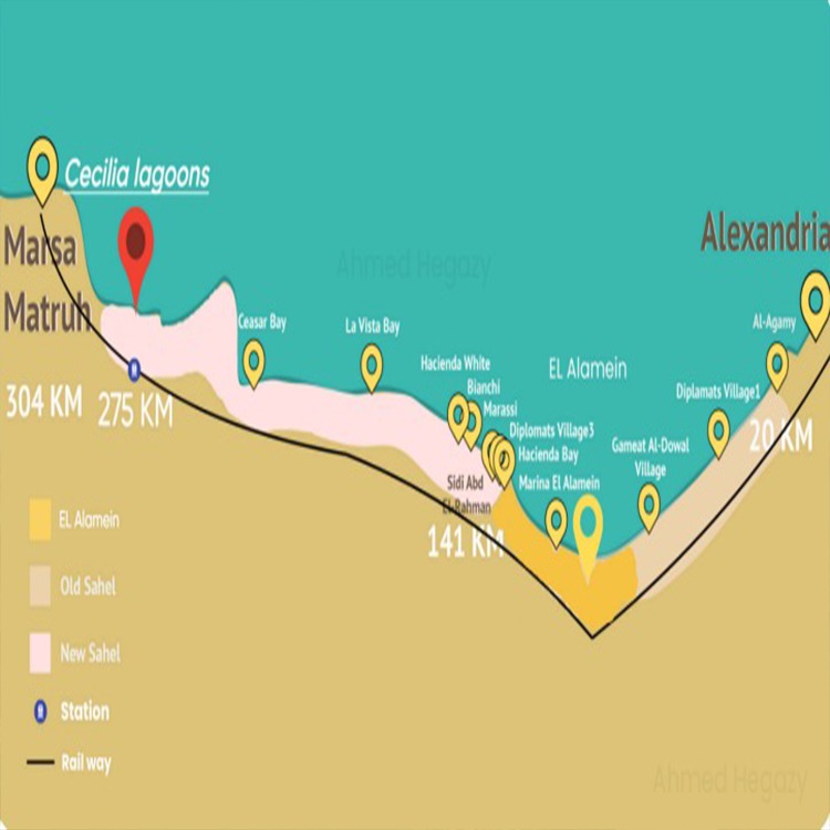 موقع قرية سيسيليا لاجونز الساحل الشمالى Cecilia Lagoons Location