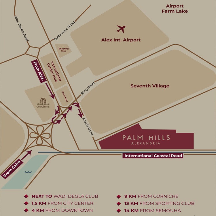 موقع كمبوند بالم هيلز اسكندرية Palm hills Alexandria location