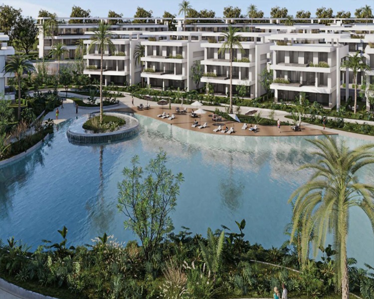 إطلالة وحدات قرية ات الساحل الشمالي علي اللاجونز at north coast view on sandy lagoons